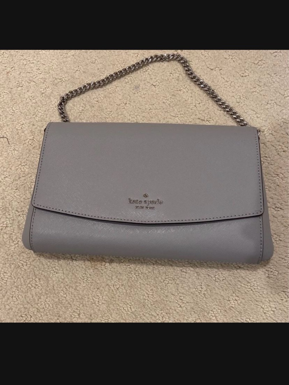 kate spade Gray Leather Chain Shoulder Bag